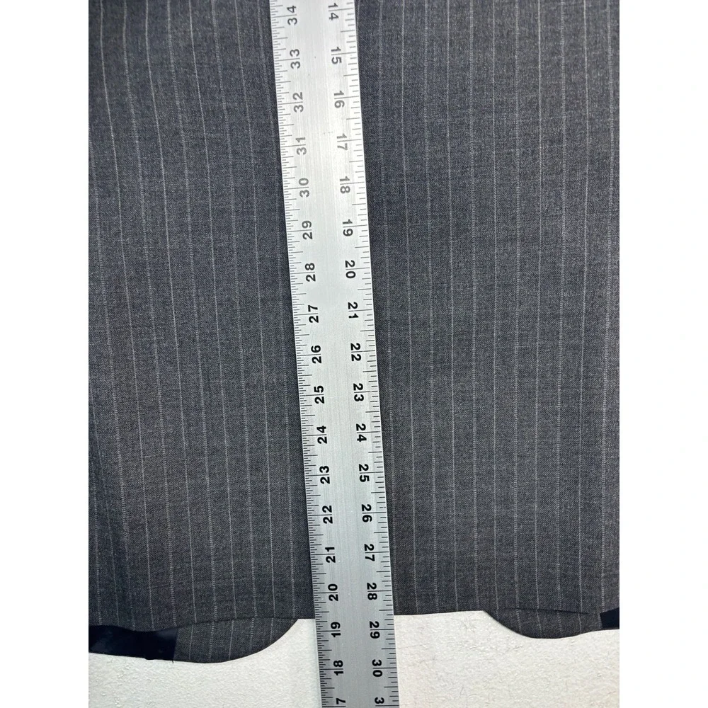 vtg 70s Gray Pinstripe 40S 36x30 USA Made 2pc Pant Suit Wool Retro Classic